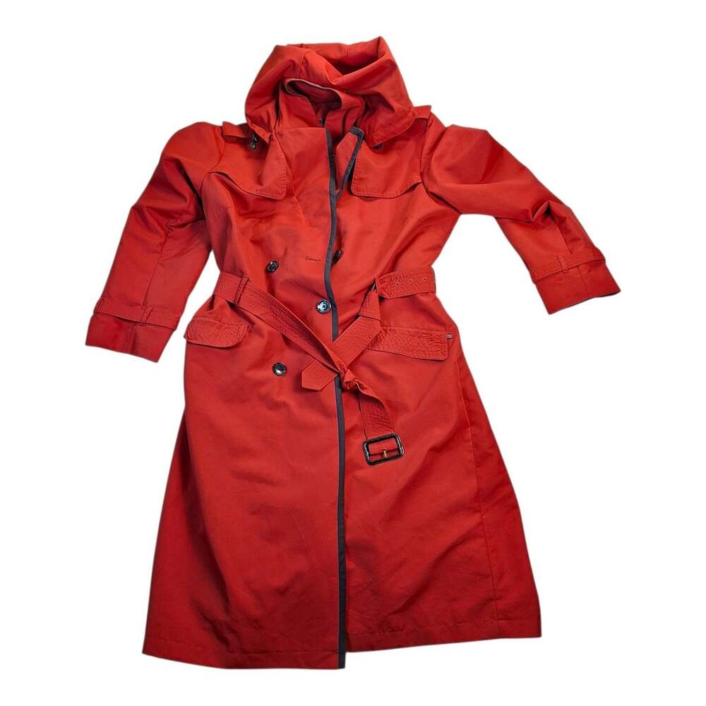 Delta Air Lines Crew Uniform Passport Red Trench Coat Womens 12 Belted No Liner